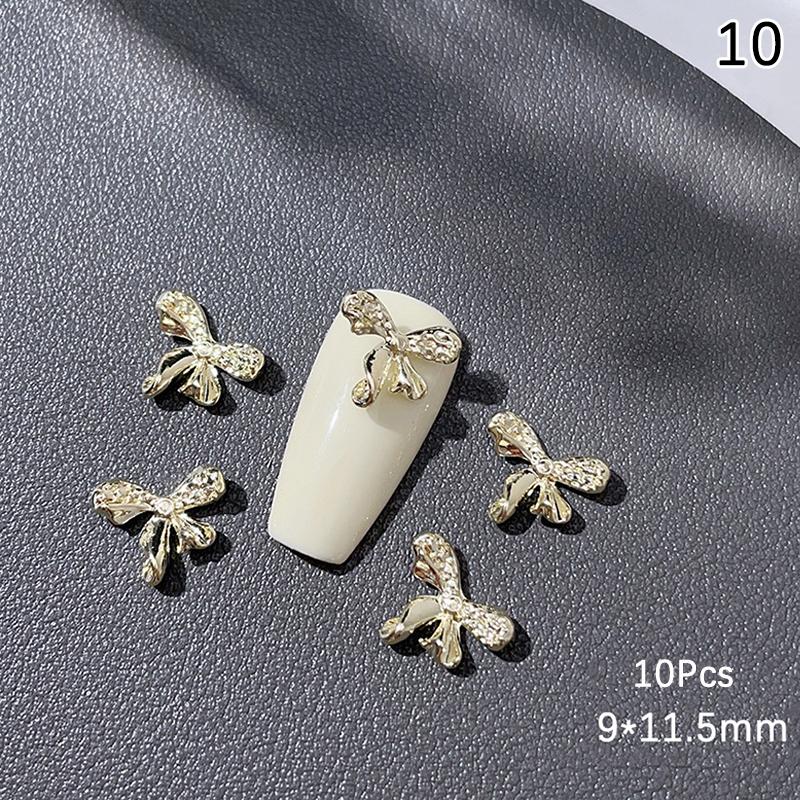 10Pcs Luxury Kawaii Bow Nail Art Charms 3D Alloy Bow Tie Jewelry Nail  Decoration Diy Accessories