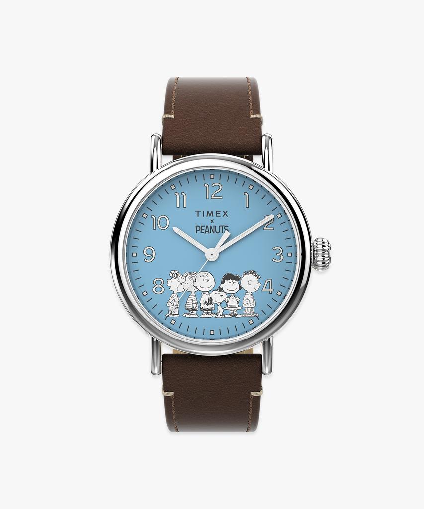 Taimaegseu X Peanuts Standard Gangs All Here Brown Leather Strap Wristwatch 40Mm