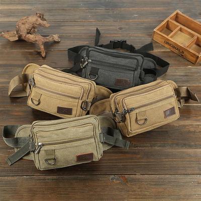 Men's Casual Canvas Waist Bag: Multifunctional Outdoor Phone and Coin Purse