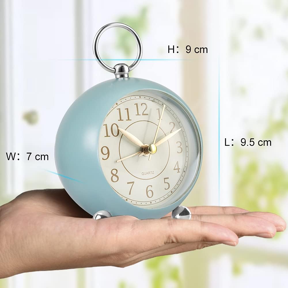 Retro Alarm Clock Non Ticking Silent Bedside Clock Simple Loud Desk Clock with Light  for Heavy Sleepers