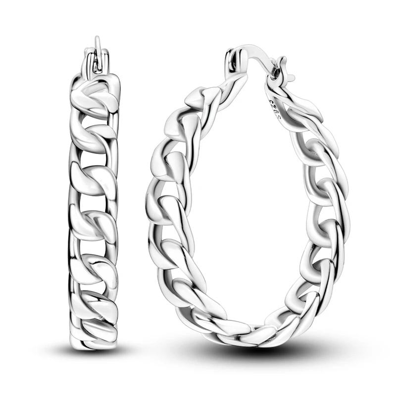 Original 925 Sterling Silver Women Hoop Earrings High Quality Shine Zircon U Shaped Classic Style Earring for Women Jewelry Gift