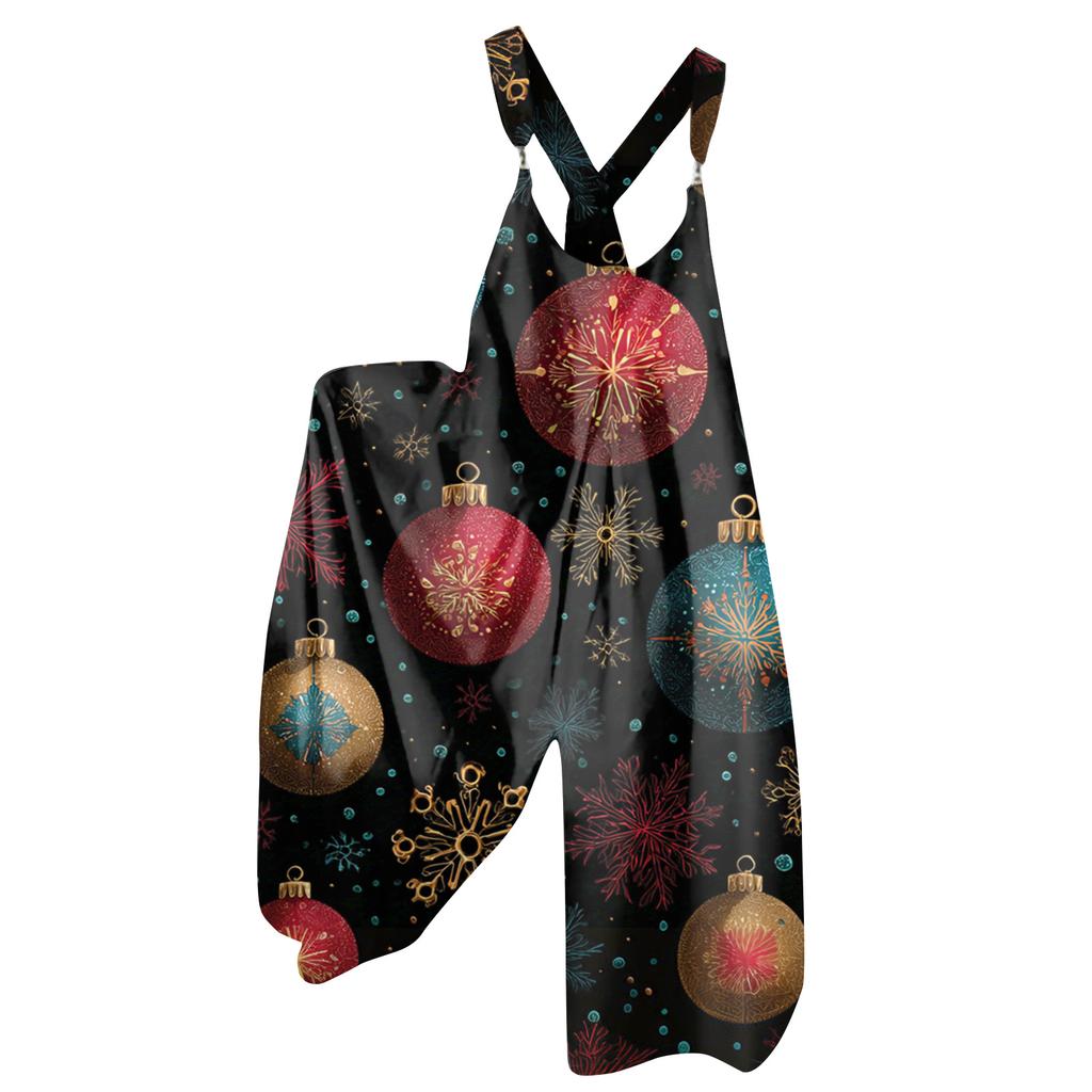 Damen Sommer Overalls Blumendruck Vintage Jumpsuit (Nicht verstellbare Träger)