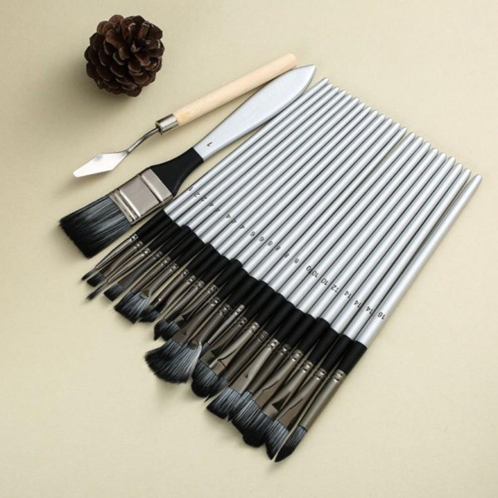 24pcs/set DIY Art Paint Brush Set Wooden Handle Oil Painting Brushes  Watercolor Painting