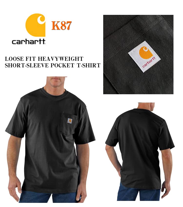 Carhartt K87 Short Sleeve Pocket Black T-Shirt, (Small, Black) [Used]