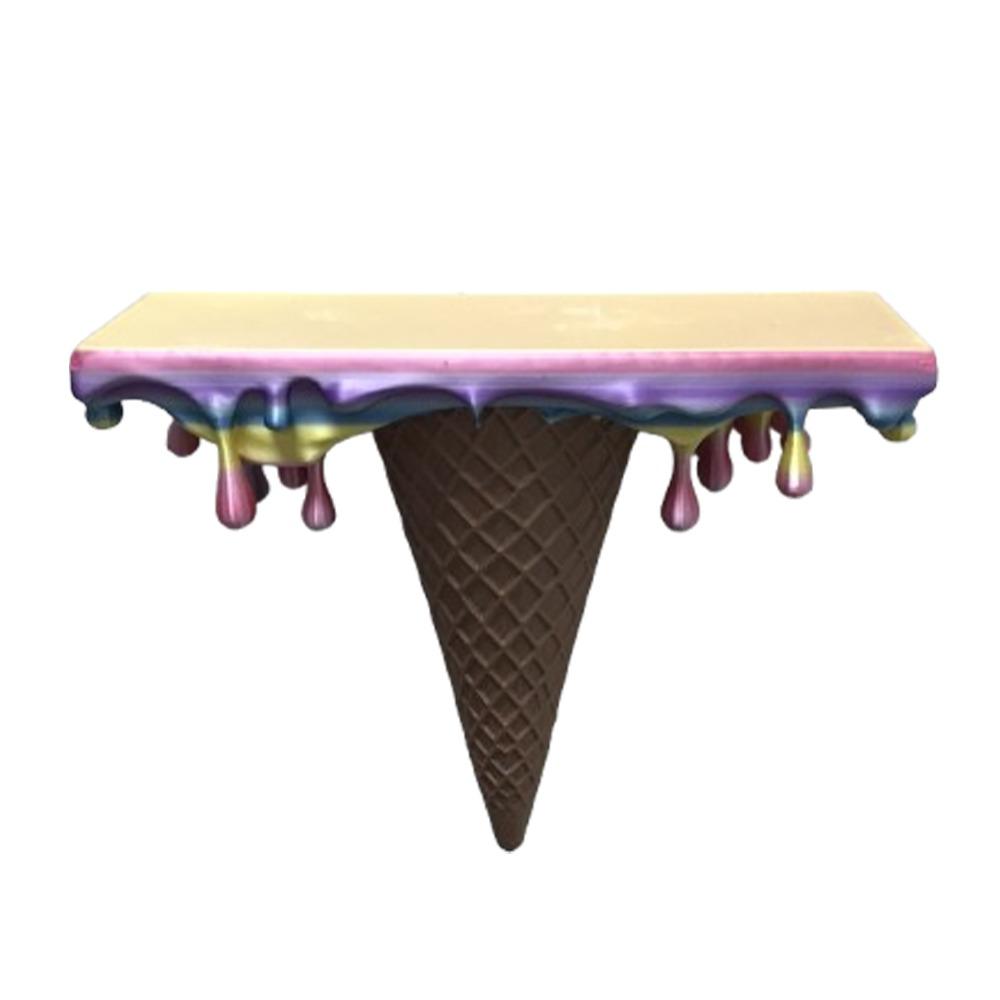 3D Printed Melting Ice Cream Floating Wall Shelf Wall-Mounted Plastic Waffle Cone Display Stand Irregular Artistic Stable