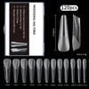 Caja de 120 Puntas de Uña de Cristal: Moldes para Extensión de Uñas Almendra Ballet con Escala