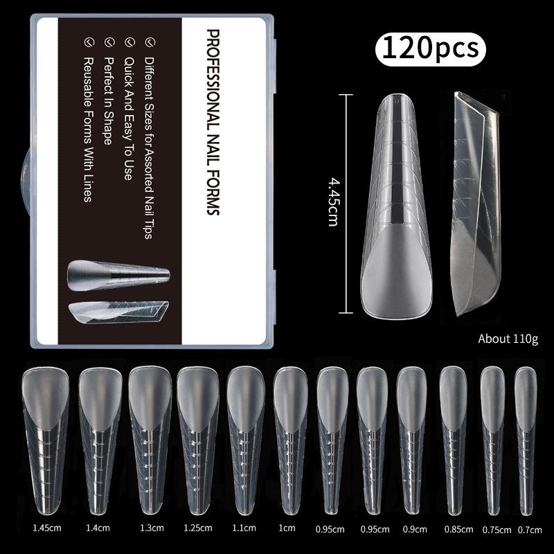 Caja de 120 Puntas de Uña de Cristal: Moldes para Extensión de Uñas Almendra Ballet con Escala