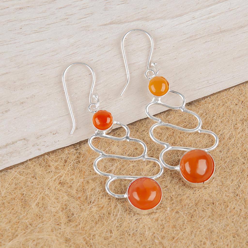 Carnelian 925 Solid Sterling Silver Earrings, Handmade Gemstone Earrings Jewelry, Gifts For Wife Amazing Earrings