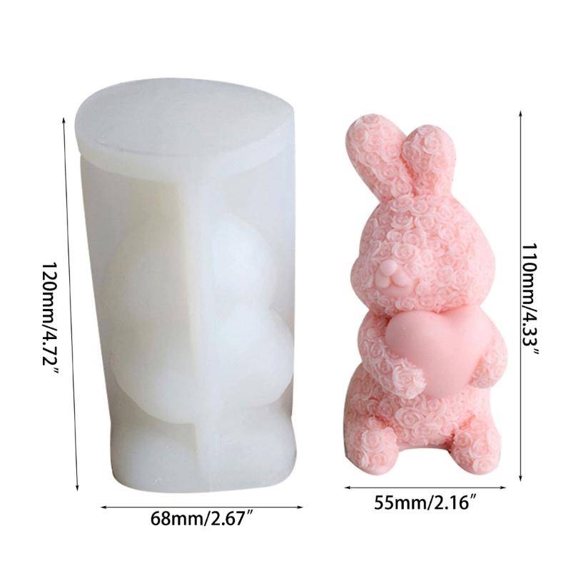 Rose Rabbit Candle Mold for DIY Candle Soap Craft Valentines Gift Easter Party Decorations, Rose Rabbit Candle Molds