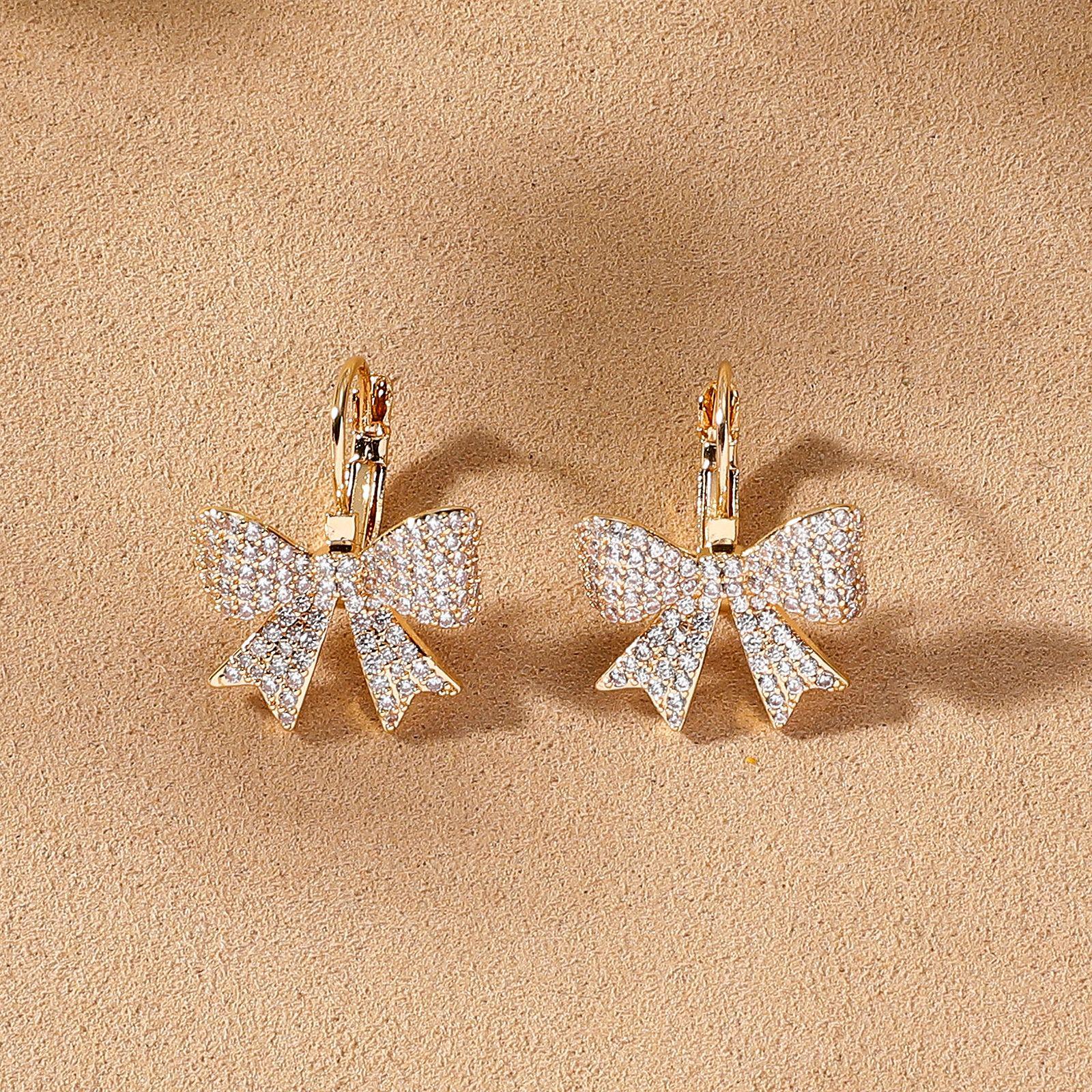Butterfly Festival French Ear Hook Earrings: Luxurious Gold-Plated Copper with Pavé Design