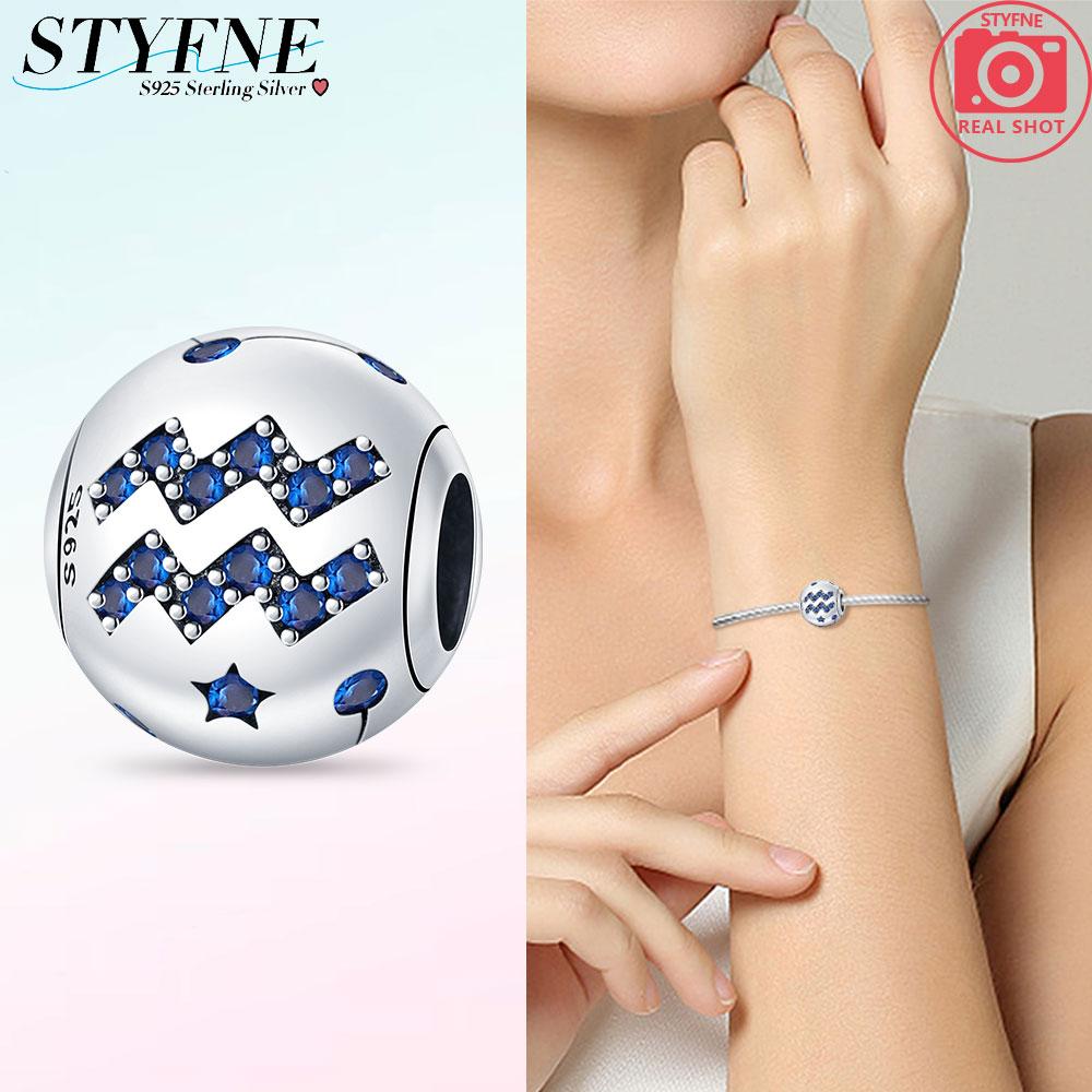 Perles exquises Gémeaux Zircon blanc Douze signes du zodiaque Breloques originales en cuivre S'adaptent au bracelet Femmes Cadeaux de vacances Anniversaire