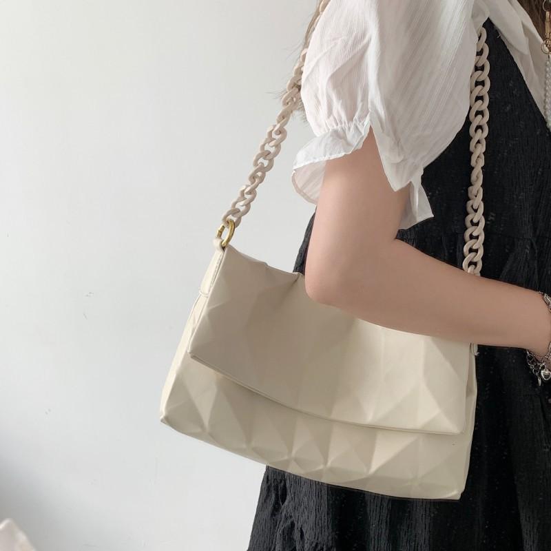 

South Korea s Dongdaemun Niche Clamshell Female Bag Fruit Green Rhombus Pattern Single Shoulder Chain Cross-slung Women s белый