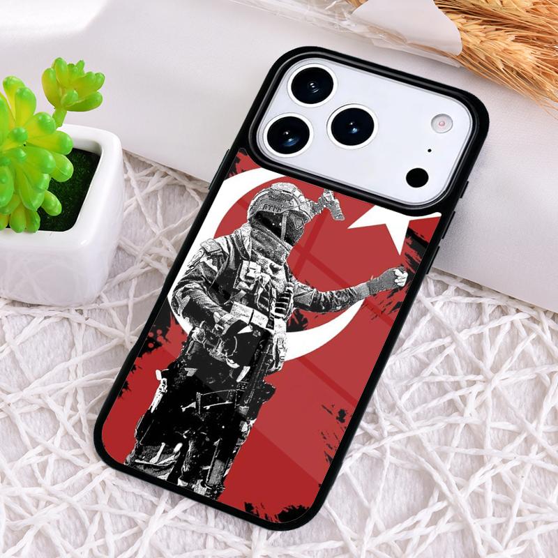 

Turkey Flag Soldier Shockproof Phone Case for iPhone 17 Air 16e 15 11 12 14 13 Pro Max Cover Coque iPhone 12