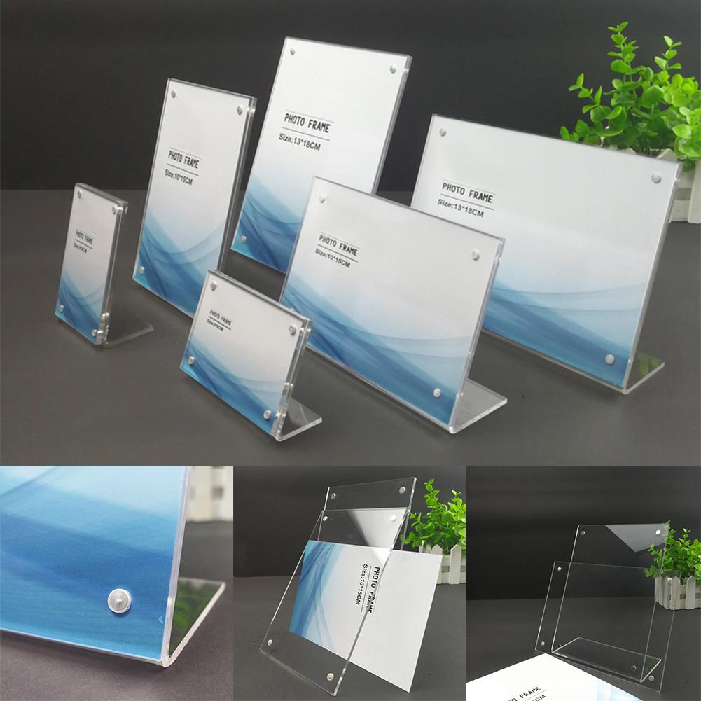 Holder Display Rack Stand Painting Photo Price Sign Table Acrylic Transparent Art Frame Home Decor L-shaped Lable