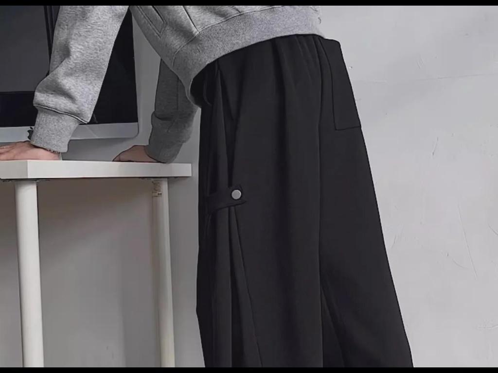 Men's Gray Heavyweight Wide-Leg Sweatpants: Spring/Autumn Casual Drape with American High-Street Vibe