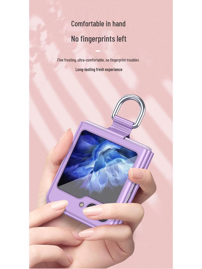 Samsung Z Flip7 Silk Ribbon Lanyard Case: Full Coverage, Skin-feel Protective Case with Ring Holder for Flip6/5.