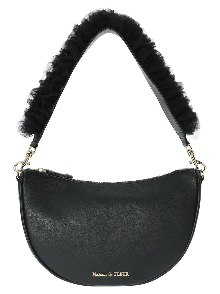 Maison De Fleur Women's Tulle Frill Shoulder Bag, Black, 8A42F0J0200
