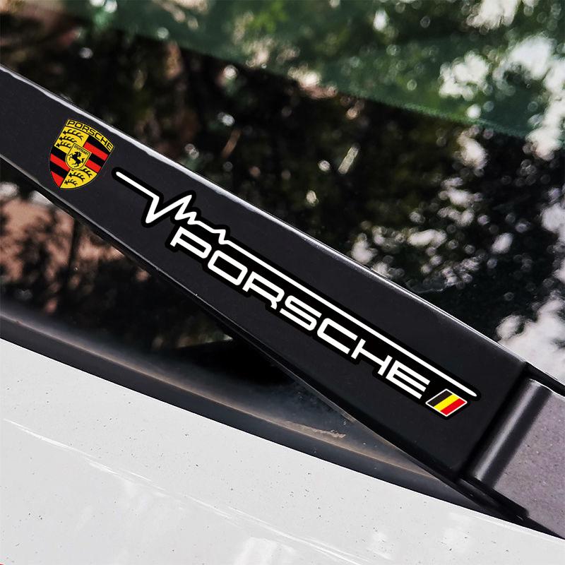 Car Emblem Window Wiper Sticker Decor Decal Accessories For Porsche Cayenne Panamera Macan 911 718 Taycan Boxster Cayman 918