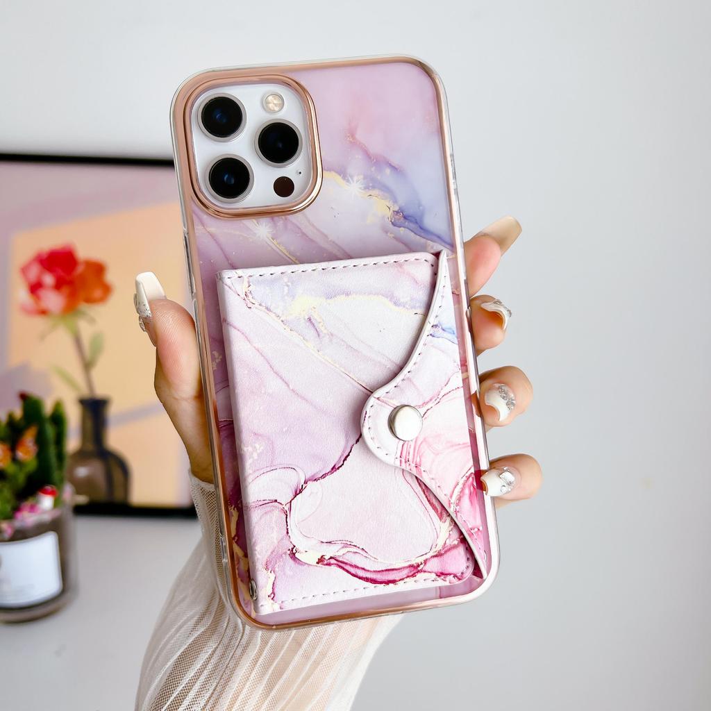 Luxus Vergoldung Marmor Malerei Brieftasche Kartenhalter Stoßstange Handyhülle Kickstand für iPhone 15 Pro Max Samsung Xiaomi Honor Oppo Moto IMD Rückseite