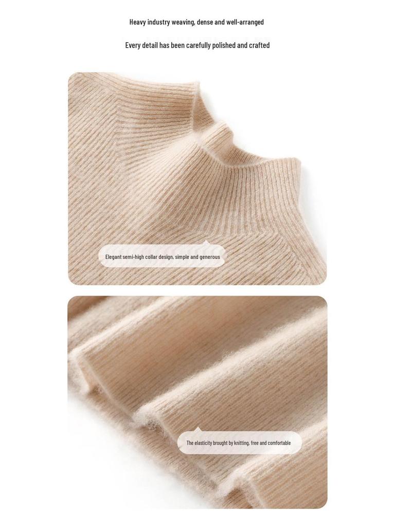 Women's Slim-Fit High-Neck Solid Color Casual Sweater