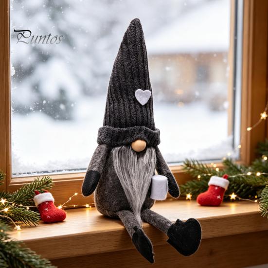 Long Legged Gnome Figurines Christmas Plush Decoration with Legs, Faceless Handmade Fabric Neutral Gifts for Friends Doll Figurines, Sitting Elf Home