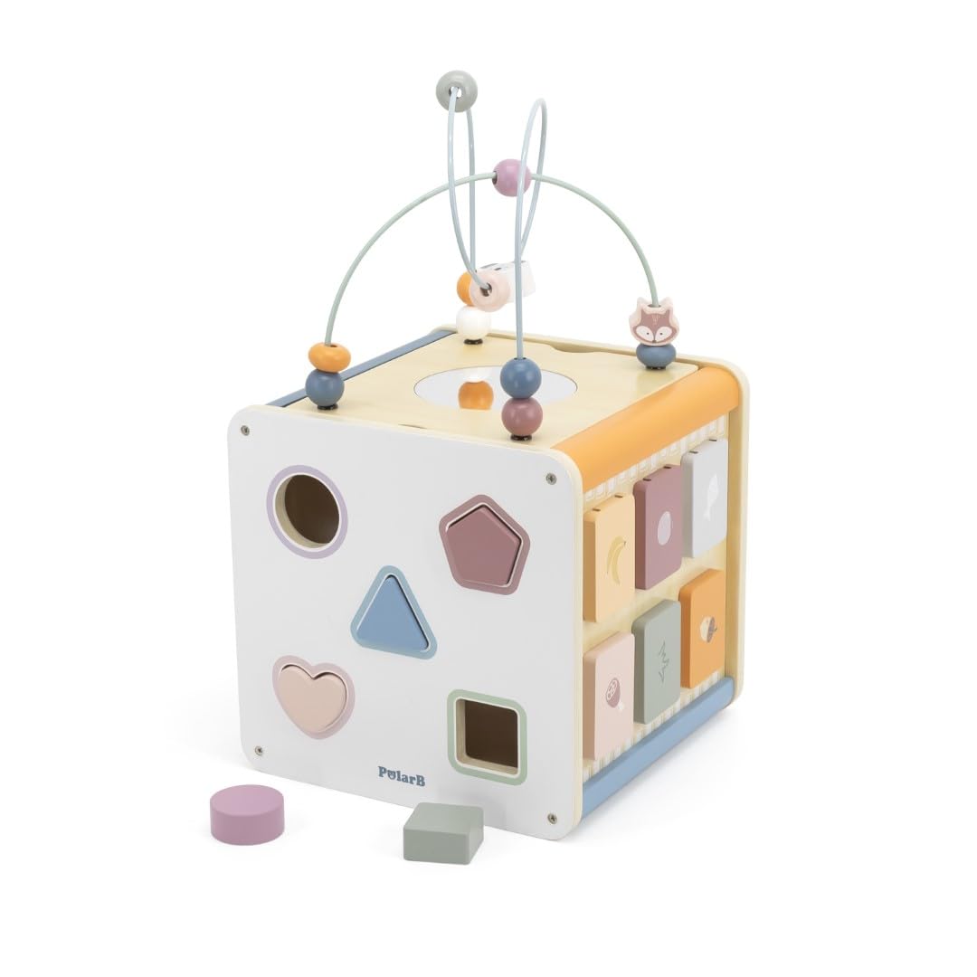 

PolarB Activity Box Wooden Toy Glockenspiel Shape Matching TYPR44098 8-in-1