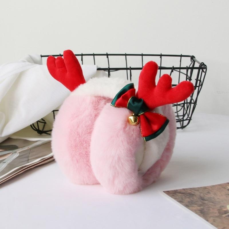 Adult Christmas Antler Shape Earmuff Outdoor Plush Ear Warmer Windproof for Girl