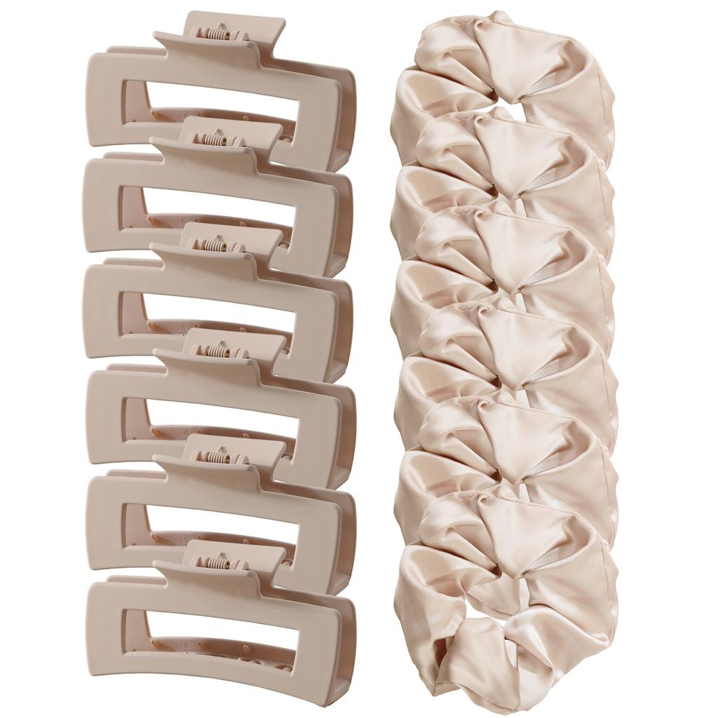 Matte Hair Clips for Women and Girls - Rectangle and Double Row Small Claw Clips for Thin/Medium Fine Hair - Nonslip Jaw Clips