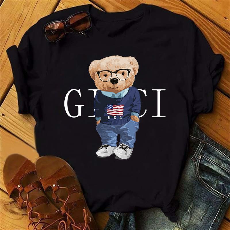 Clothes Ladies Summer T Clothing Print Fashion Casual T-shirts Golf Bear Letter 90s Trend Cute Short Sleeve Women Female Graphic