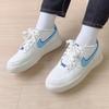 New Nike Air Force 1 Low 82 Double Swoosh White Medium Blue GS DQ0359-100