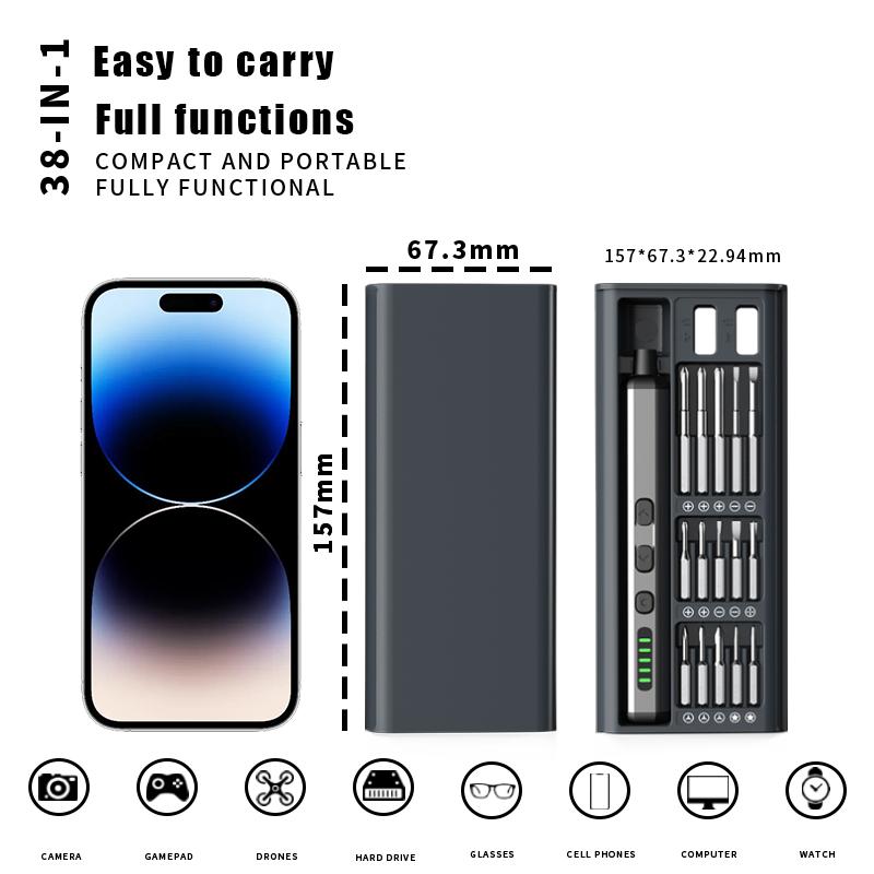 Electric Screwdriver Set Precision Power Tool Kit  Rechargeable With LED Light 30 Bits For PC Mobile Phone Repair Tools DIY Hand
