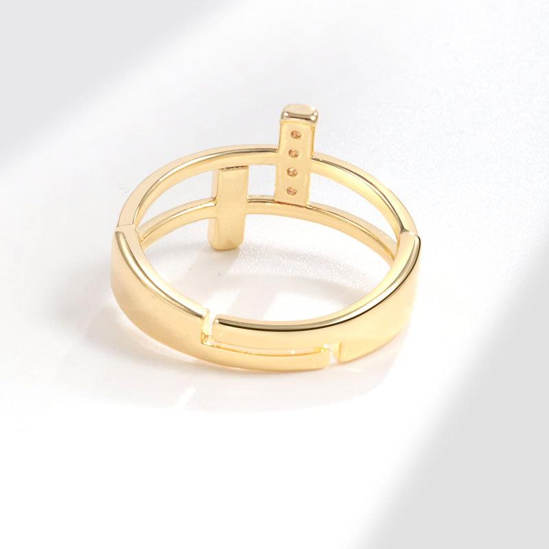 Luxury Double Layer Cross Open Ring For Women Minimalist Personalized Index Finger Zircon Stone Ring