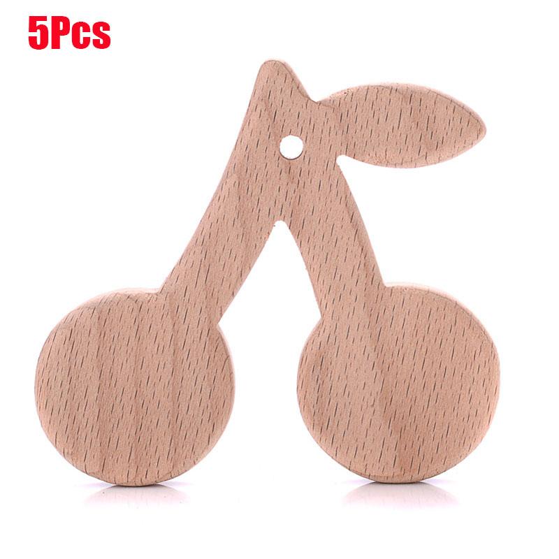 5Pcs Baby Animal Beech Wood Teething Rodent Flowers Clouds Tiny Rod Wooden Teether For Baby Pacifier Chain Pendant Chew Toys