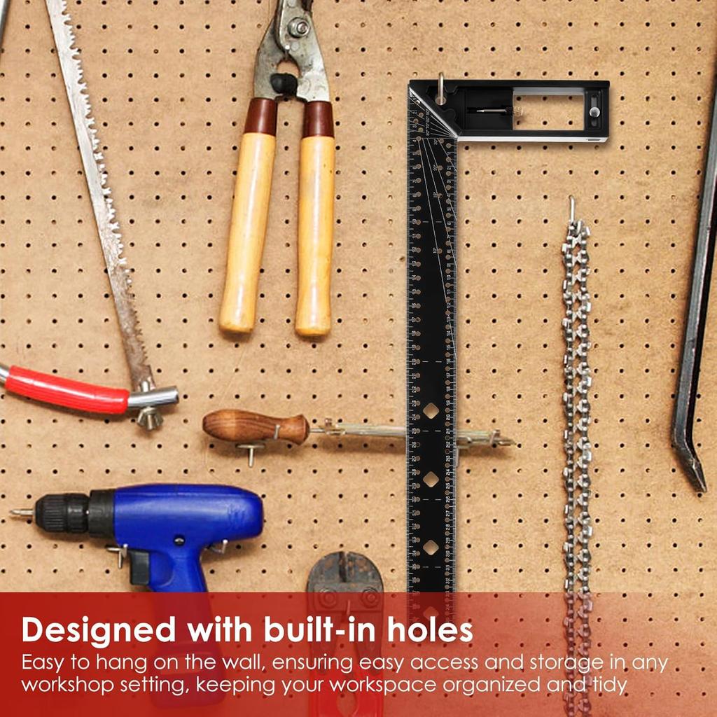 Tooltekt Woodworking Square Ruler, Multi-Angle Measuring Ruler, L Square 45/90 Degree Multifunctional Right Angle Ruler, 16 Inch Escuadras De