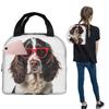 English Springer Spaniel Dog Wearing A Heart Shape Sunglasses Insulated Lunch Bag for Women Kids Food Boxes Thermal Lunch Box