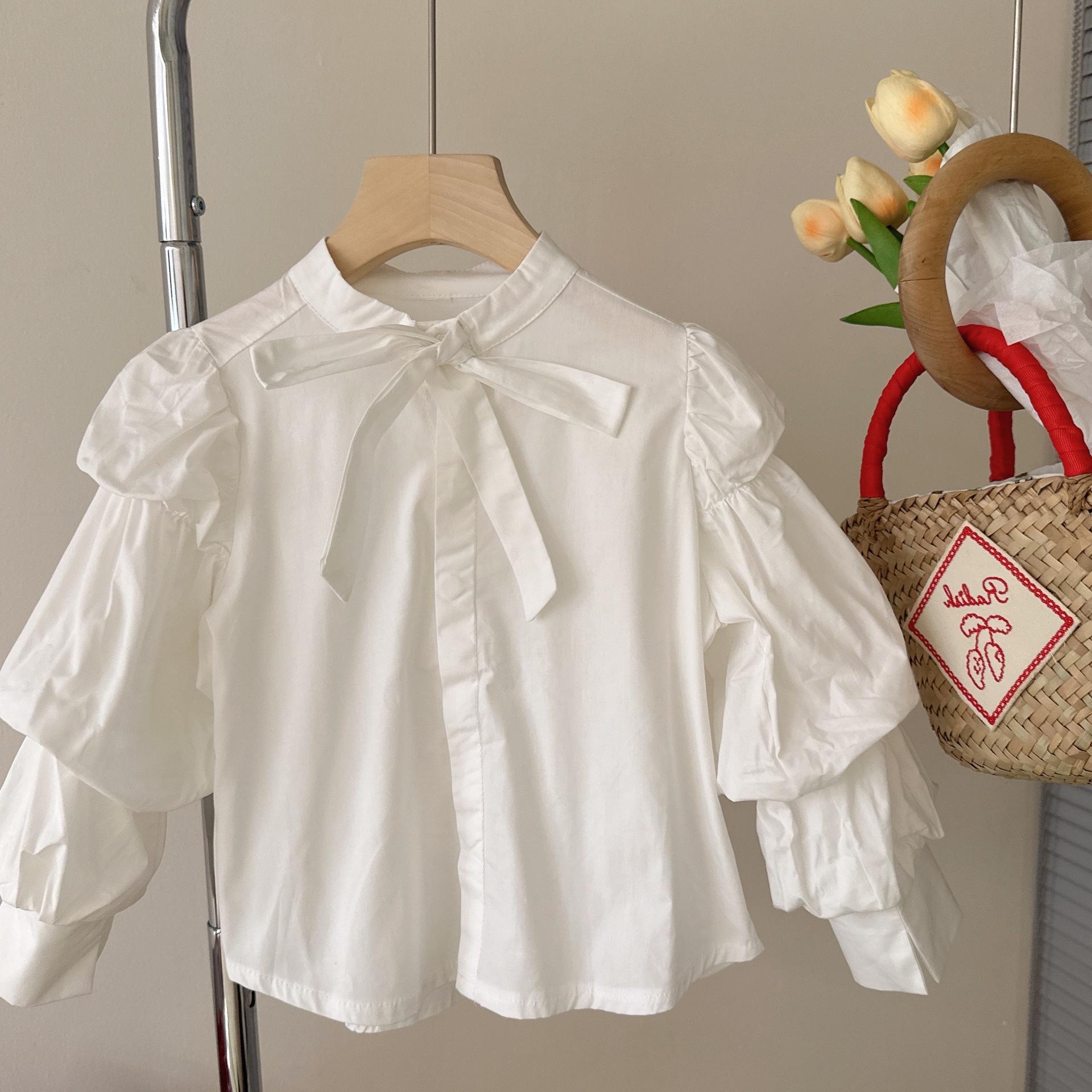 

Трикотажное платье в корейском стиле с рукавами-фонариками и бантом для девочек - коллекция принцесс Весна 2025 140