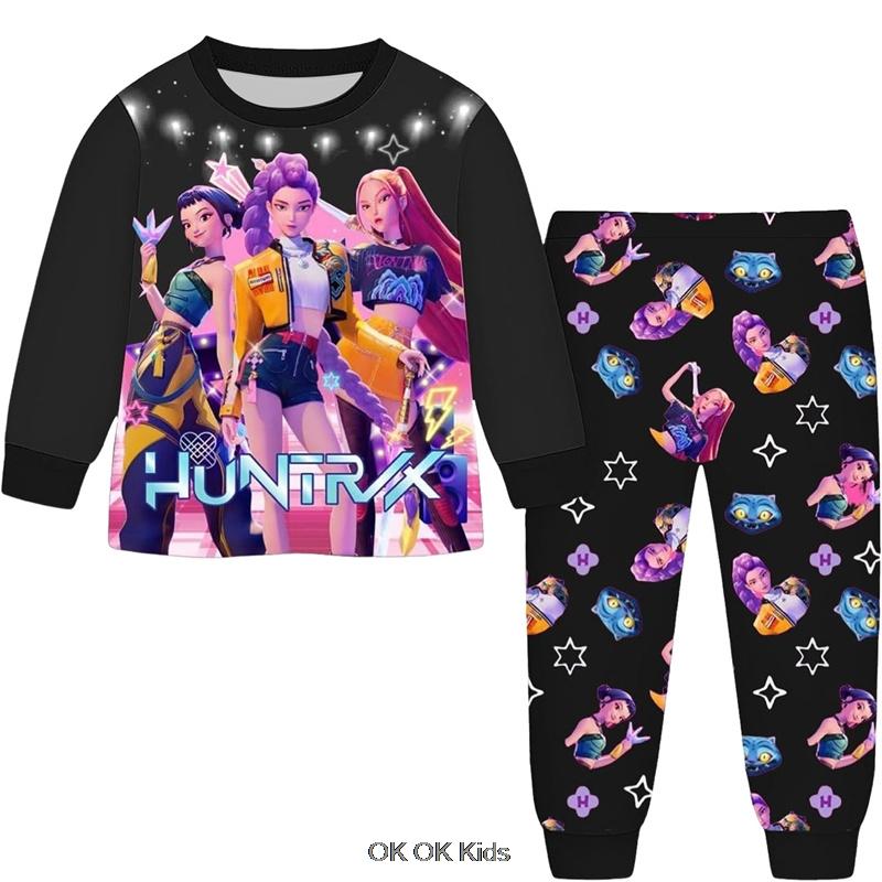 Kinderkleding Sets Jongens Nachtkleding Lange Mouw Broek Kleding Zachte Pyjama Set Kinderen Meisjes Pyjama 1-10J kids 120 pink
