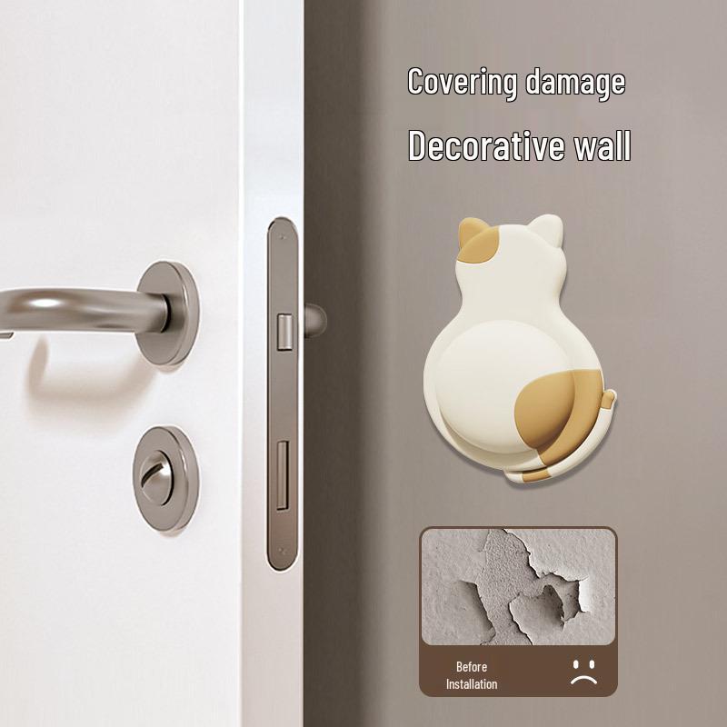 Söt husdjursdörr & Väggkollisionsskydd – Mjuk Gummistoppare för Handtag & Apparater