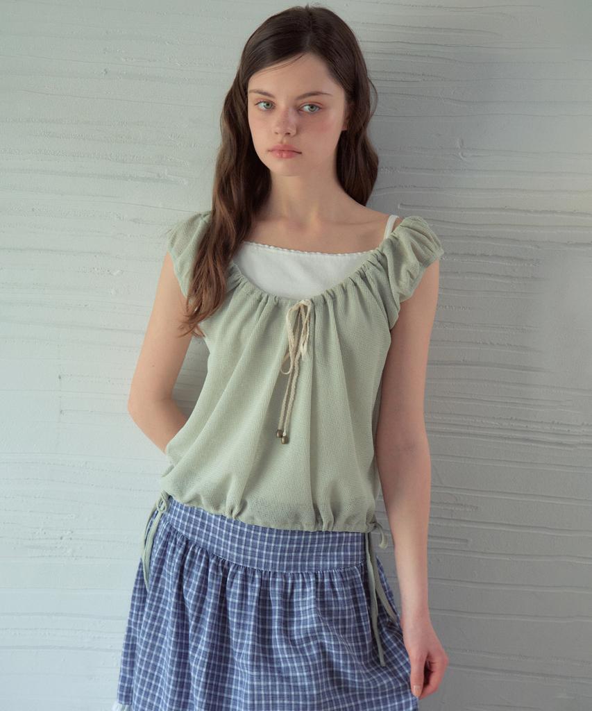 Aueonoseuteljia Net Layered T-Shirt_Milk Green(Ob6Tp06)