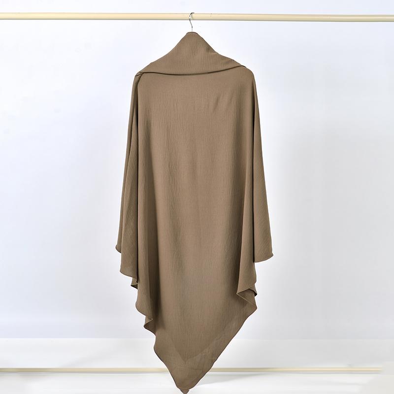 Ice Silk Double-layered Prayer Khimar Hijab Breathable Islamic Dubai Style Long Instant Headscarf Festival And Praying Hijab