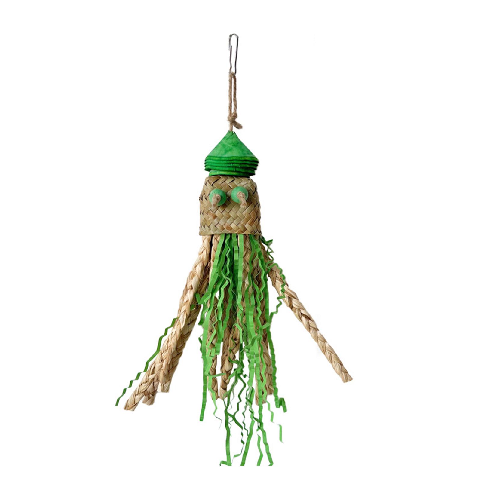 Игрушка для жевания домашних птиц Натуральная цветная бумага для измельчения для кореллы Conure Какаду Игрушка для скрежетания зубами для клетки зелёный