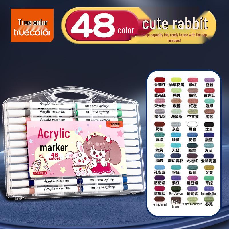 True Color Soft Tip Acrylic Marker Pens - Non-Bleeding, Stackable, Hand-Painted Graffiti & Watercolor Art Pens for Students
