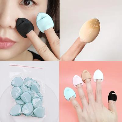10pcs Mini Size Finger Puff Set Makeup Sponge Concealer Foundation Detail Puff Professional Cosmetic Cushion Puff Makeup Tool