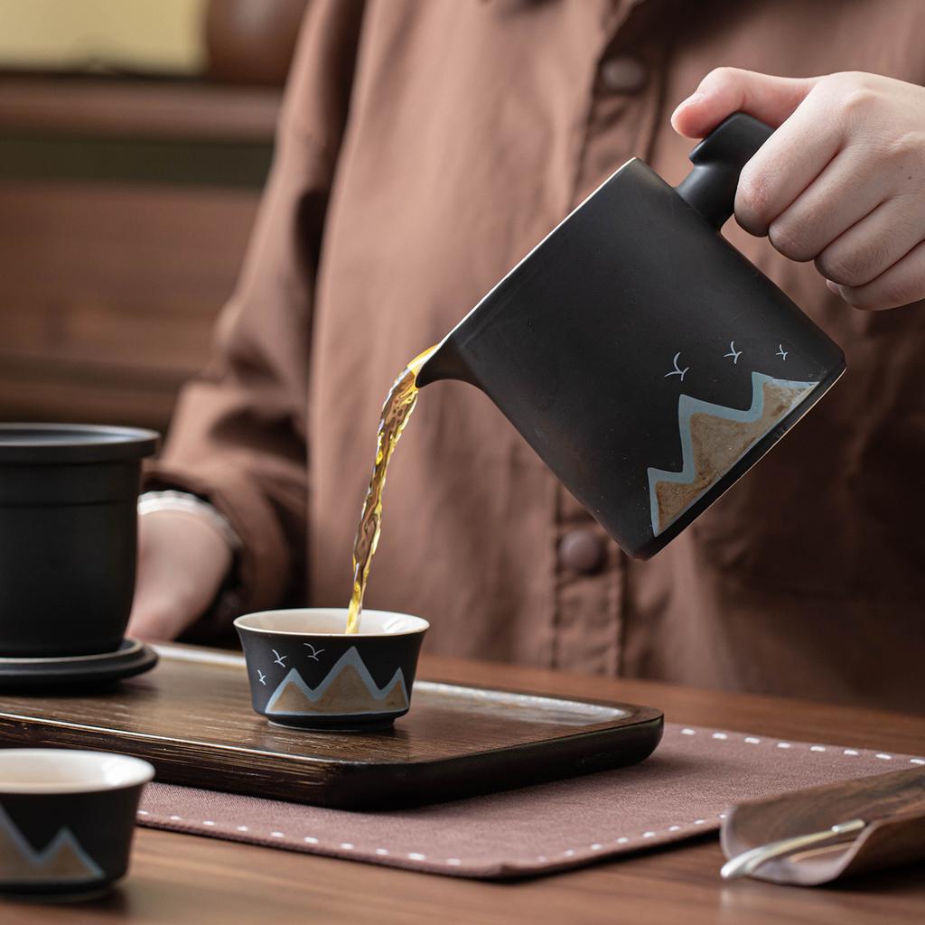 Thousand Miles Jiangshan Ceramic Tea Set, One Pot, Four Cups, One Can, Gift Box, Annual Meeting Company Business Companion