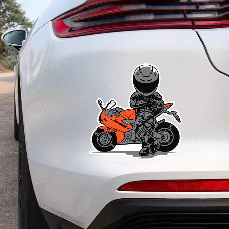 Kinder Fahren Motorräder Autoaufkleber Wasserdichte Vinyl-Abziehbilder Auto Karosserie Fenster Stoßstange Dekor Motorradhelm Aufkleber TM141