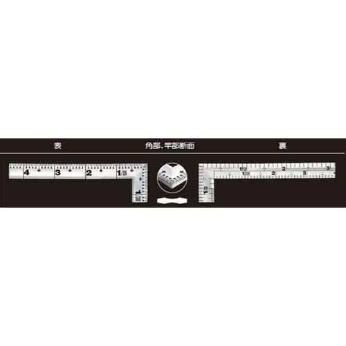 Shinwa Sokutei Carpenter's Ruler, 1 Shaku (1 Shaku), Silver, with Square Graduations On the Back and Red Numbers, 10618