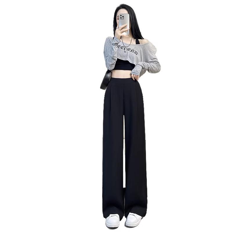 Thin Summer Wide-leg Pants Ice Filament Permeability Women Spring Women Elastic Waist Stright Long Wide Leg Pants Casual Female