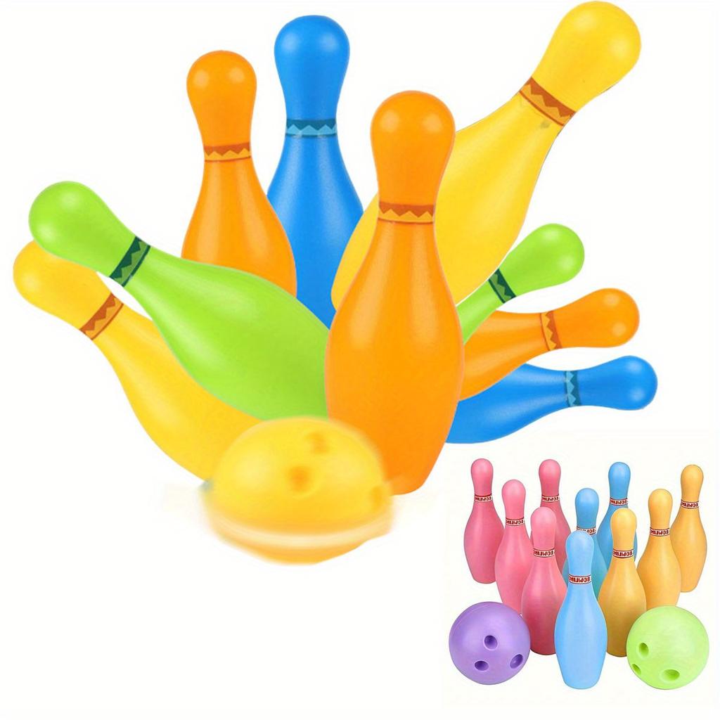 12pcs Mini Bowling Set Includes 10 Pins and 2 Balls Plastic Bowling Ball Toys for Home Outdoor Sports Gifts ZSY