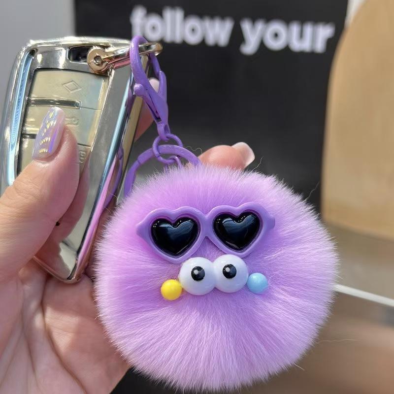 Creative Cute Rabbit Fur Keychain Fluffy Pendant Toy Car Key Holder Schoolbag Bag Cartoon Plush Doll Jewelry Women'S Decoration