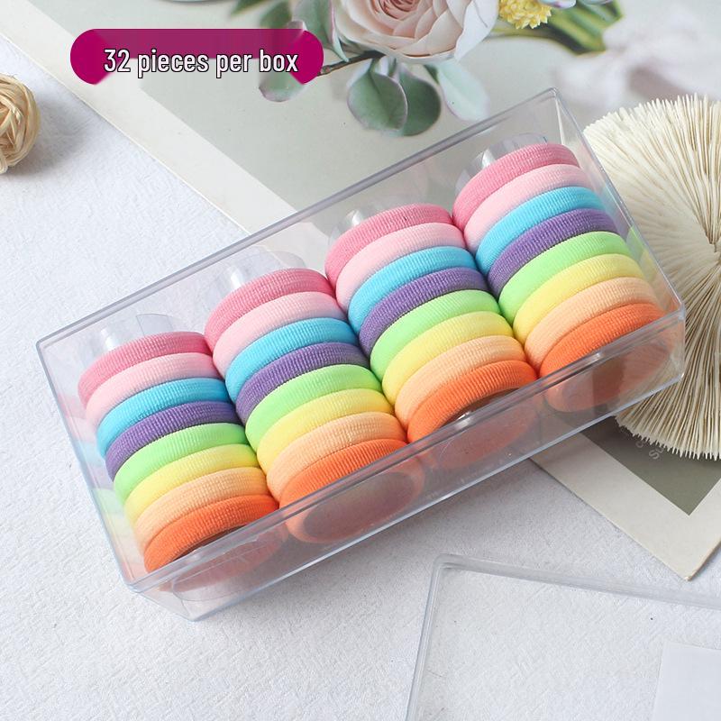 Korean Style Solid Color Hair Ties Set - Simple Flocked Ponytail Holders for Girls